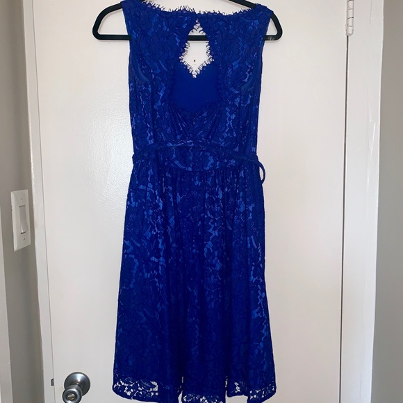 Eliza J Fit and Flare Lace Dress- Royal Blue - Picture 4 of 7